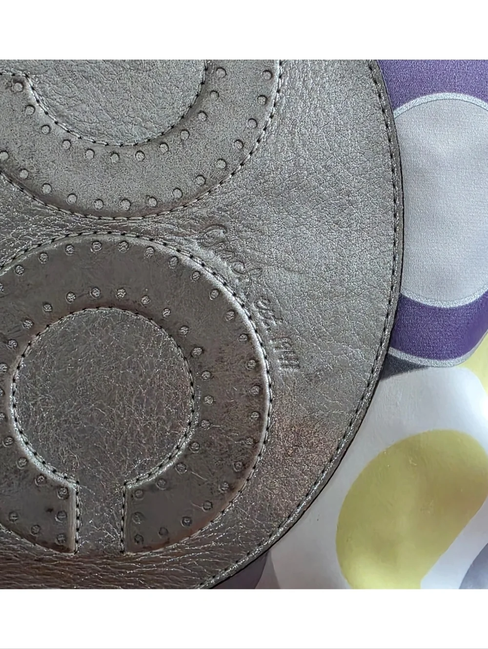 Coach 14970 Julia Op Art Silver Lavender Sateen Leather Tote Bag Y2K - Picture 13 of 16